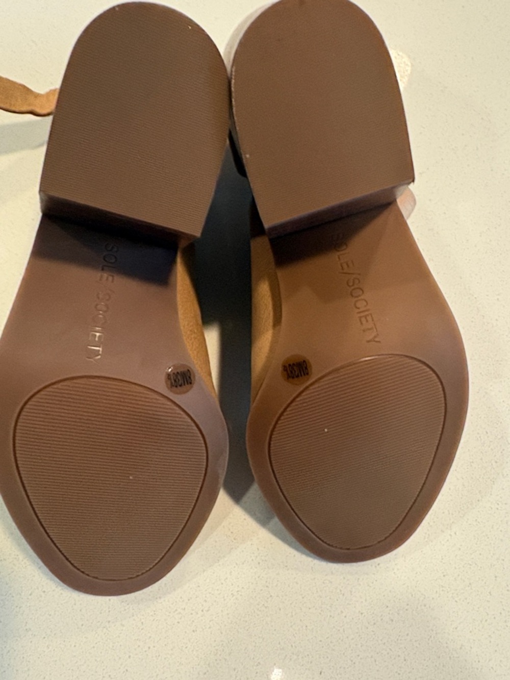 Sole Society Tan Open-Toe Leather Ankle-Strap Mules - Picture 15 of 17